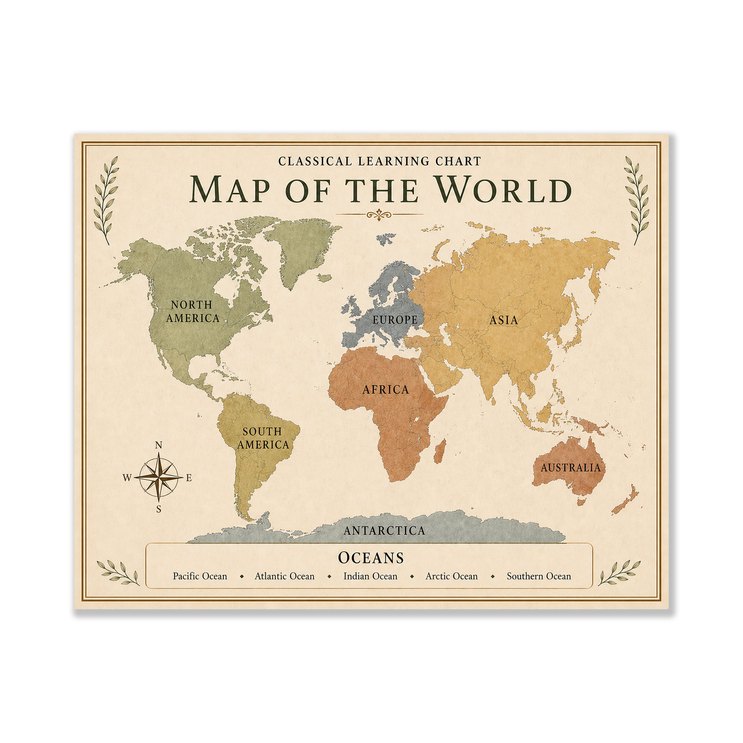 Map of the World Educational Chart