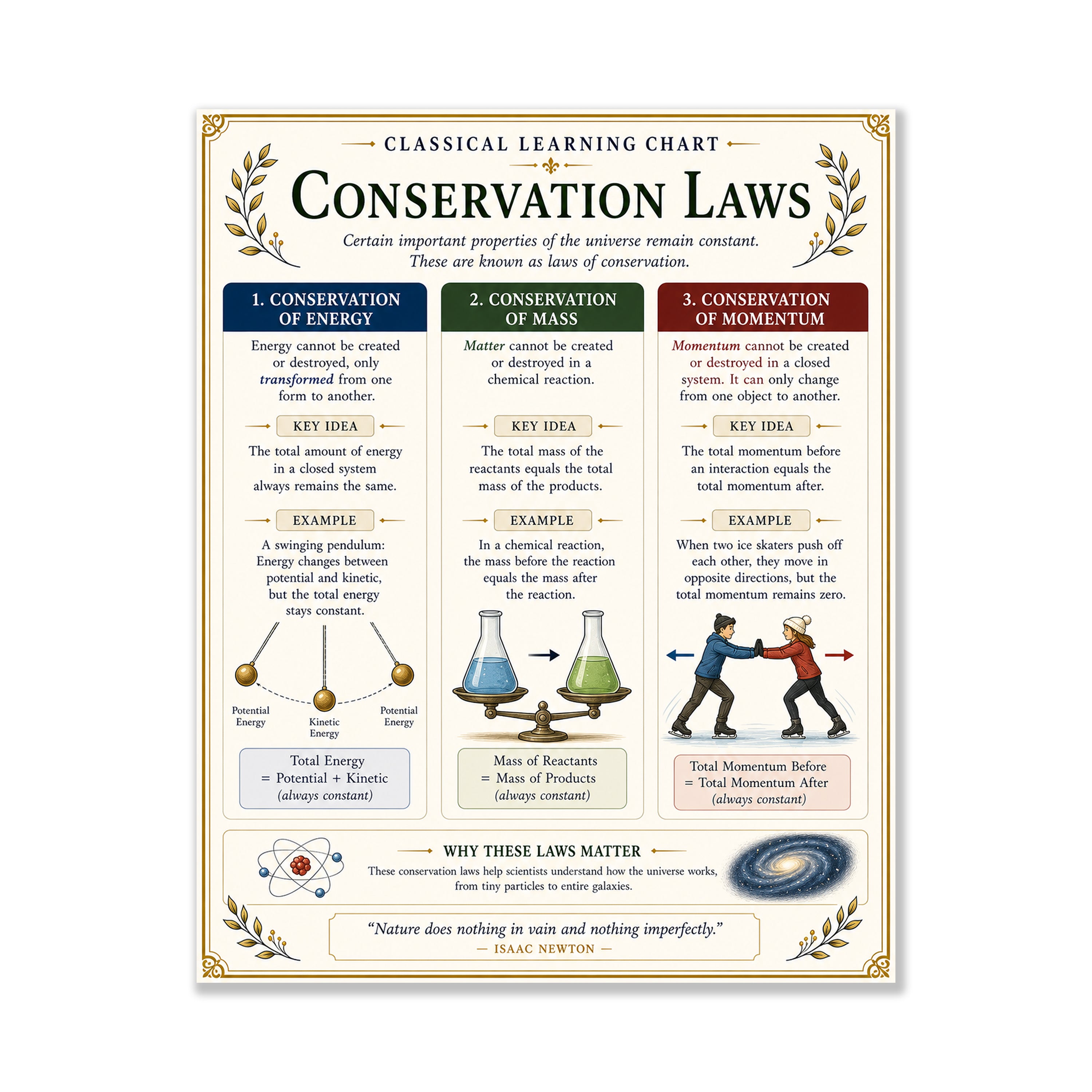 Conservation Laws Educational Chart