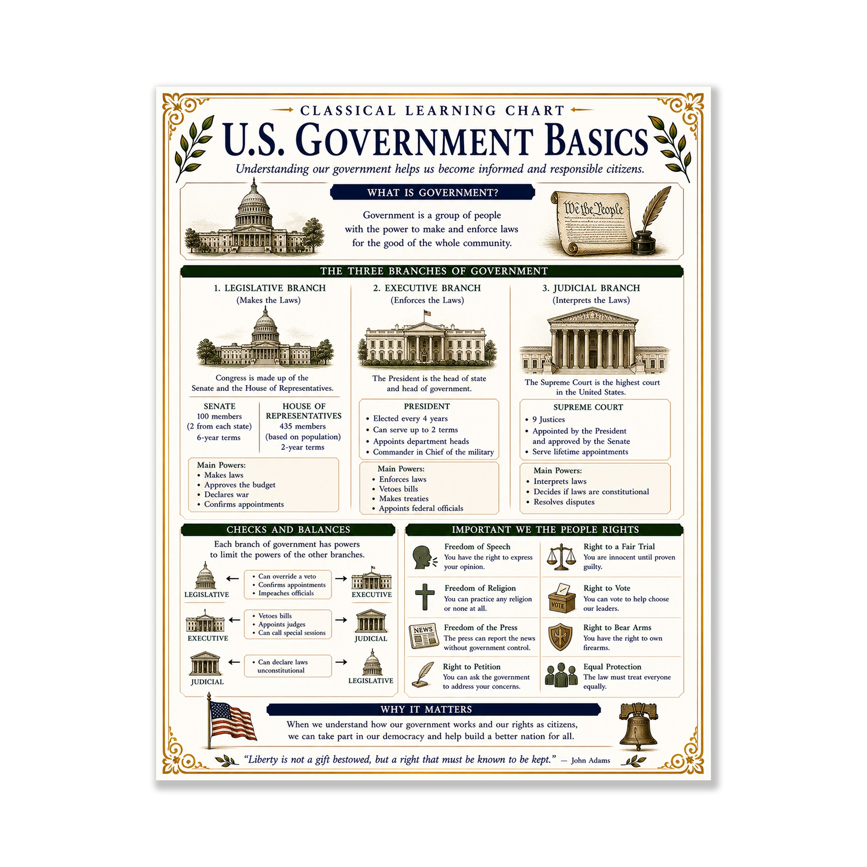 U.S. Government Basics Educational Chart