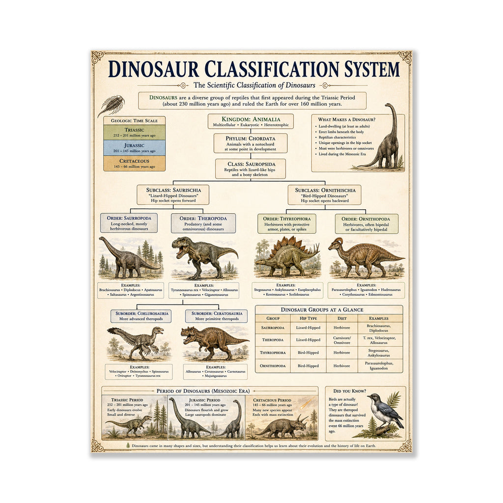 Dinosaur Classification System Classical Learning Chart