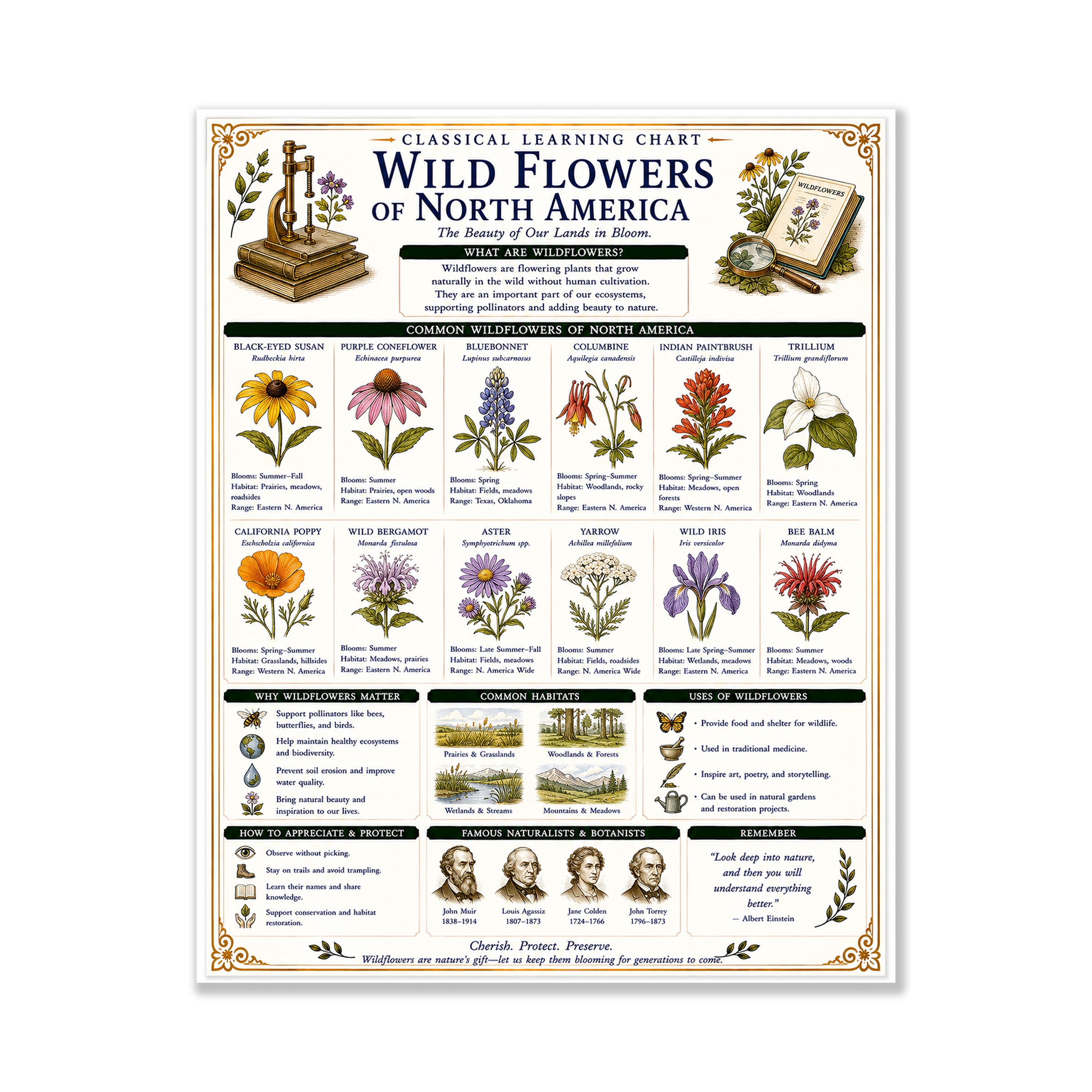 Wild Flowers of North America Classical Learning Chart