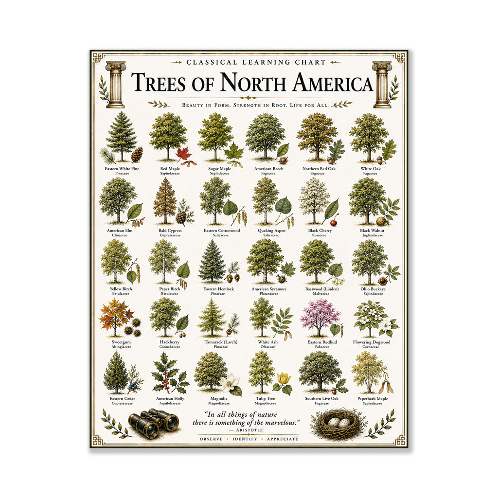 Trees of North America Educational Chart