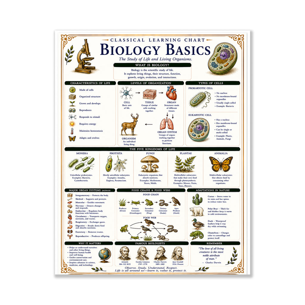 Biology Basics Classical Learning Chart