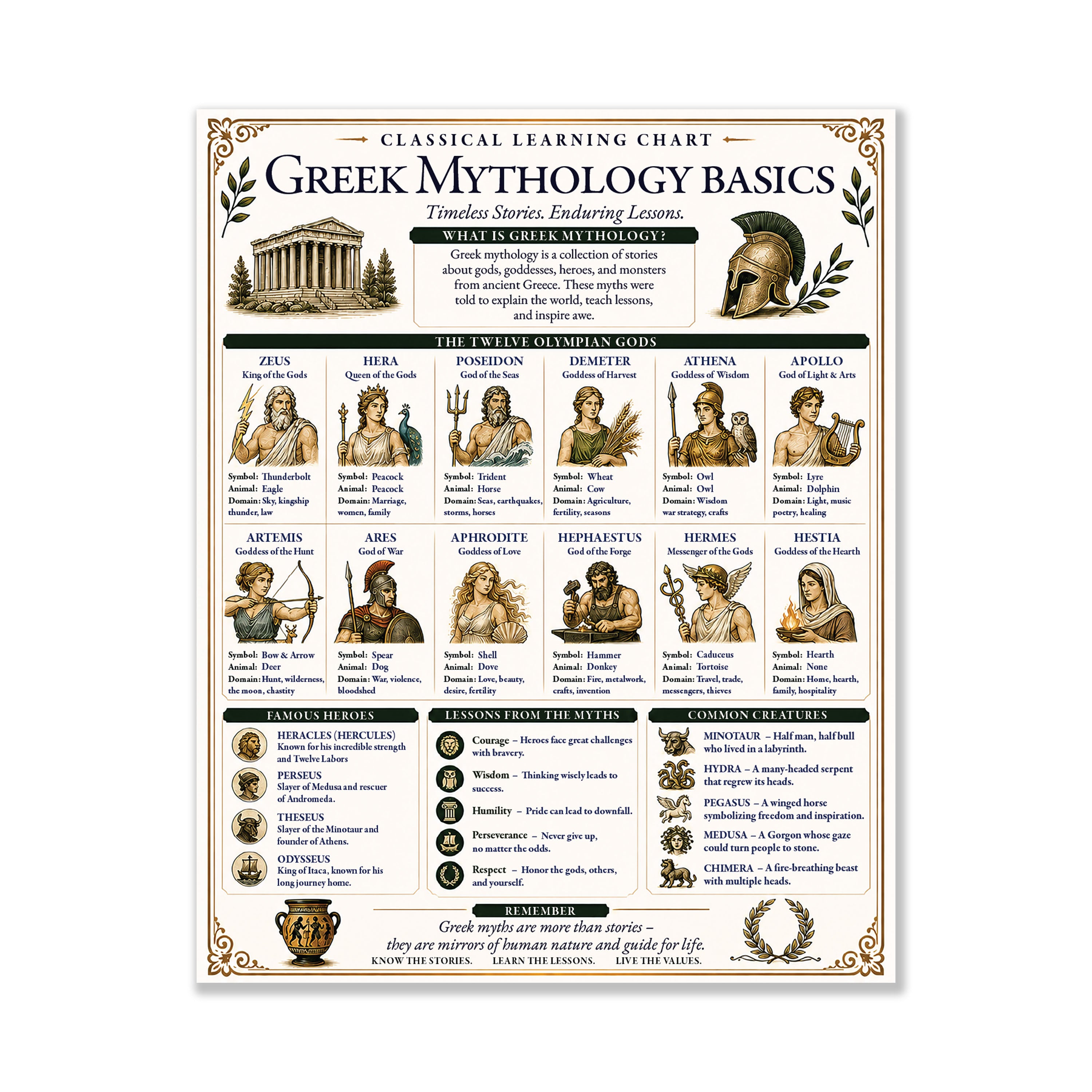 Greek Mythology Basics Educational Chart