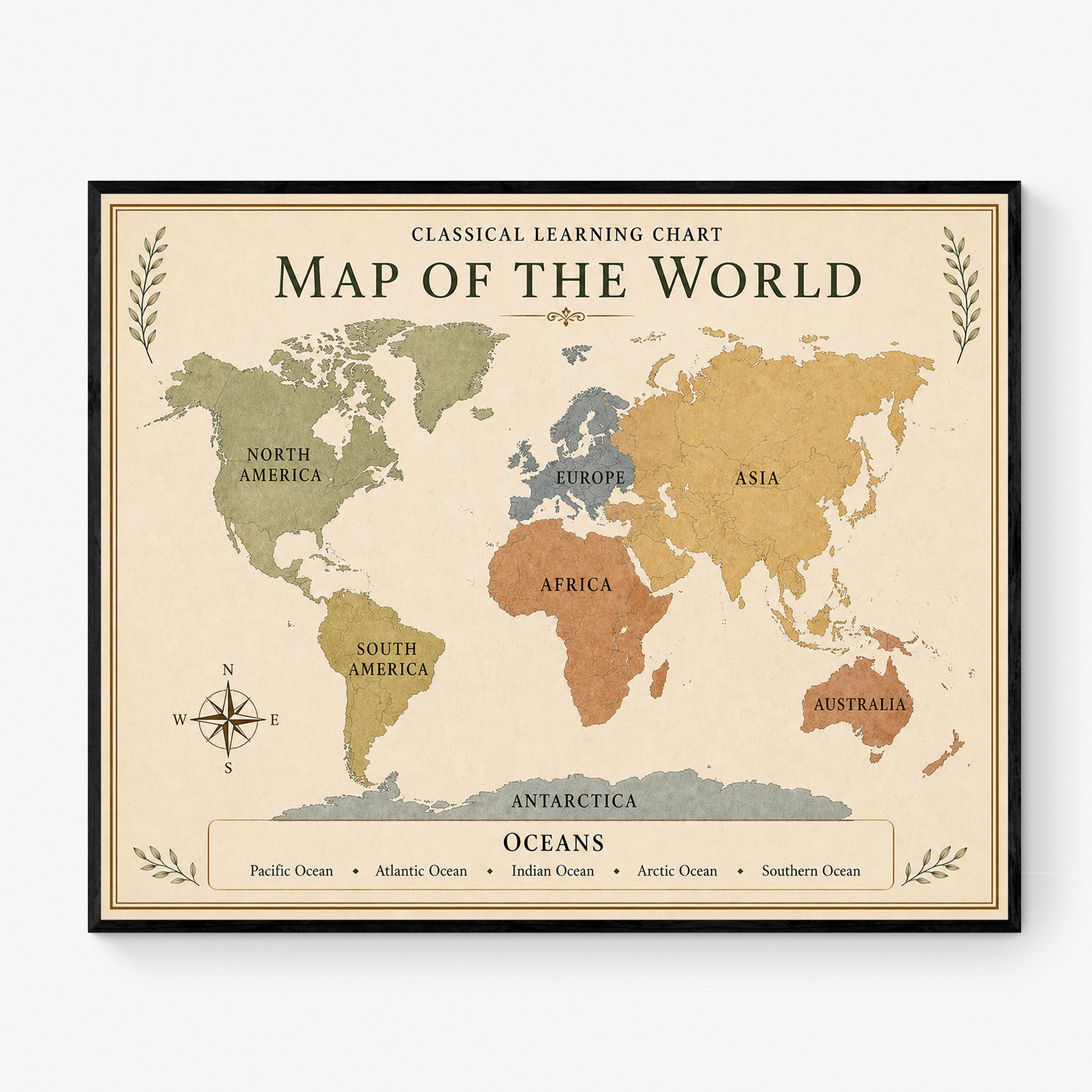 Map of the World Educational Chart