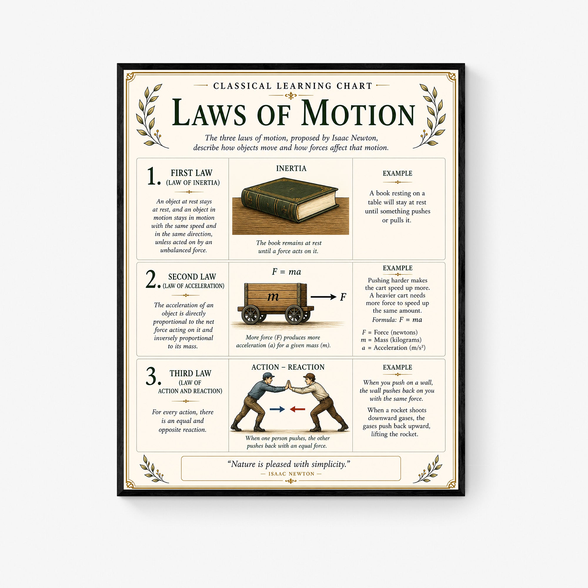 Laws of Motion Educational Chart
