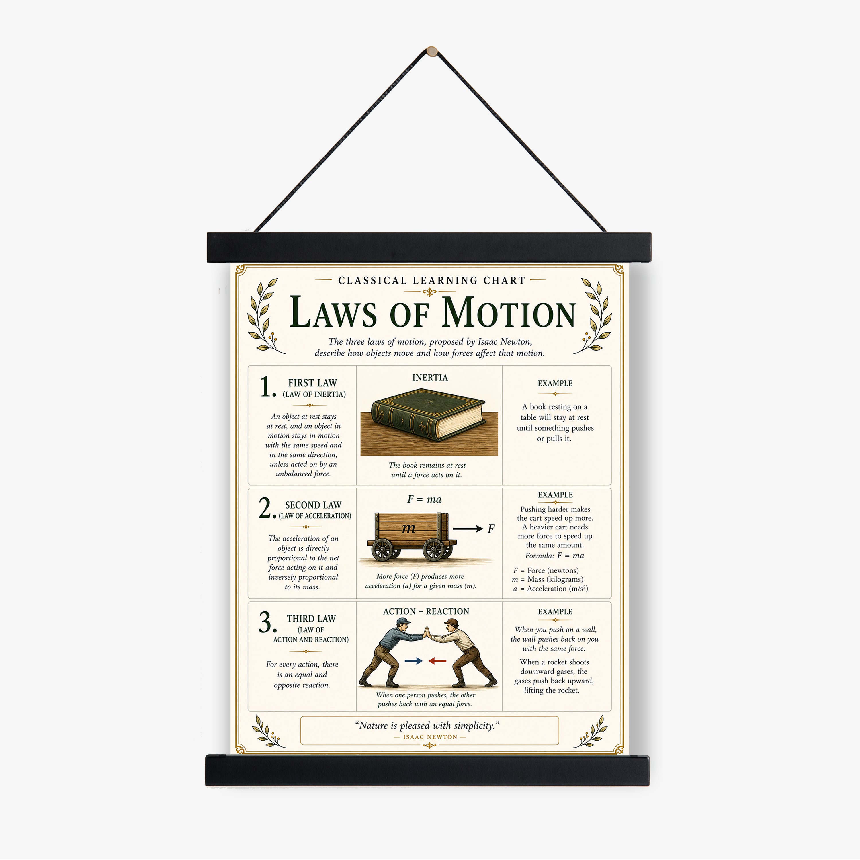 Laws of Motion Educational Chart