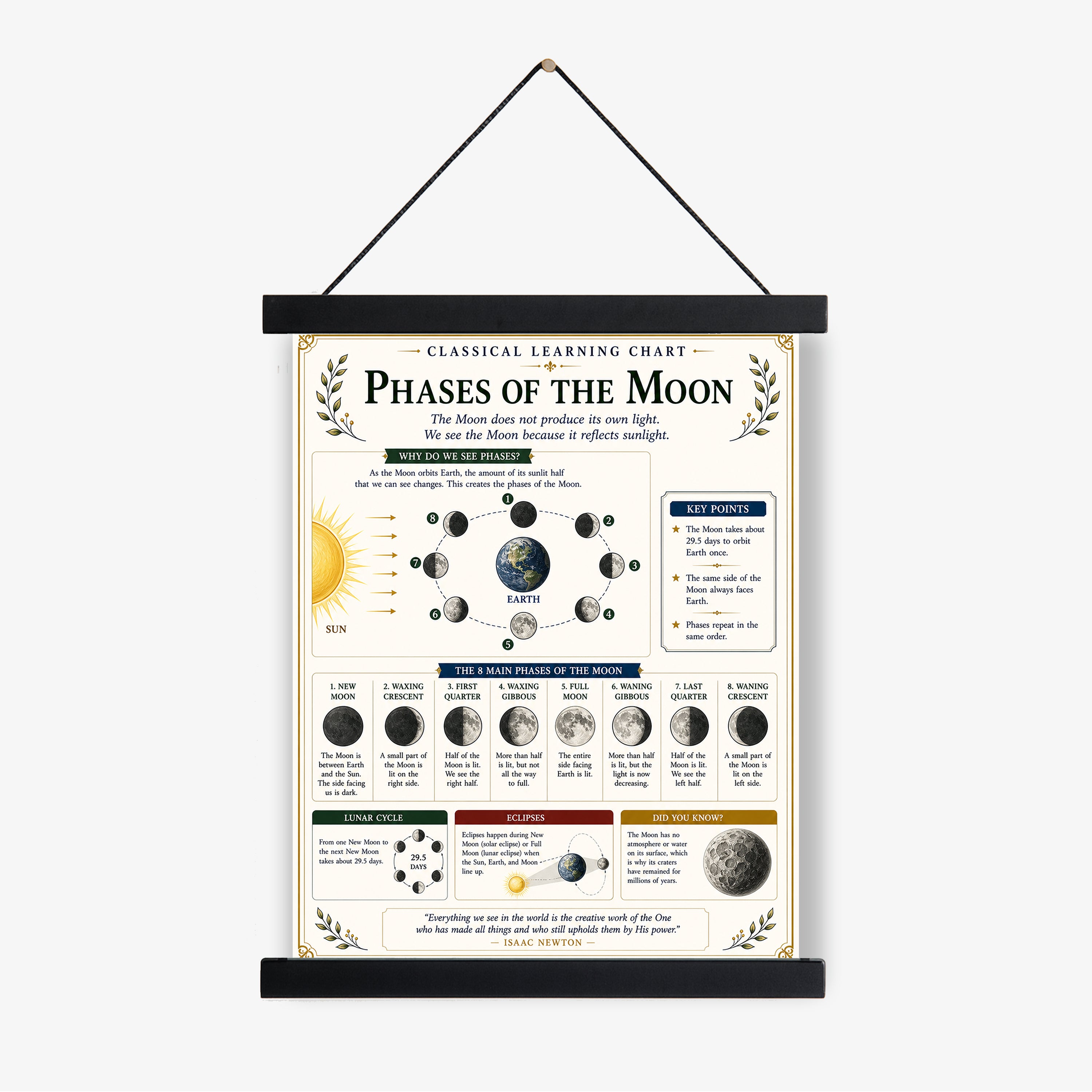 Phases of the Moon Educational Chart