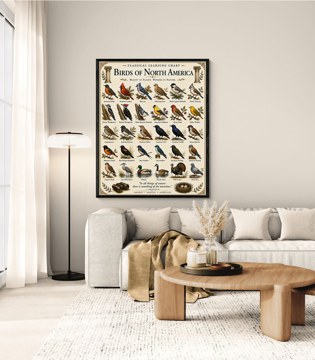 Birds of North America Educational Chart