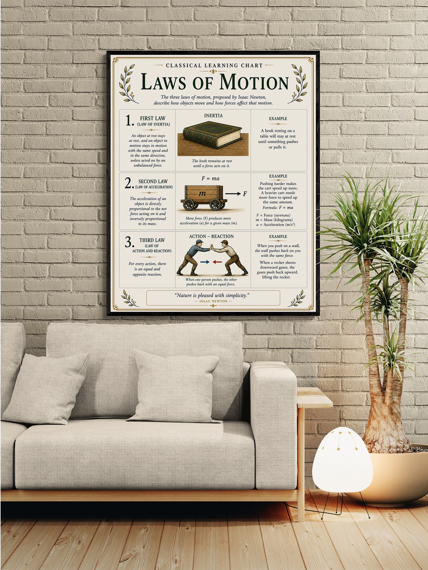 Laws of Motion Educational Chart