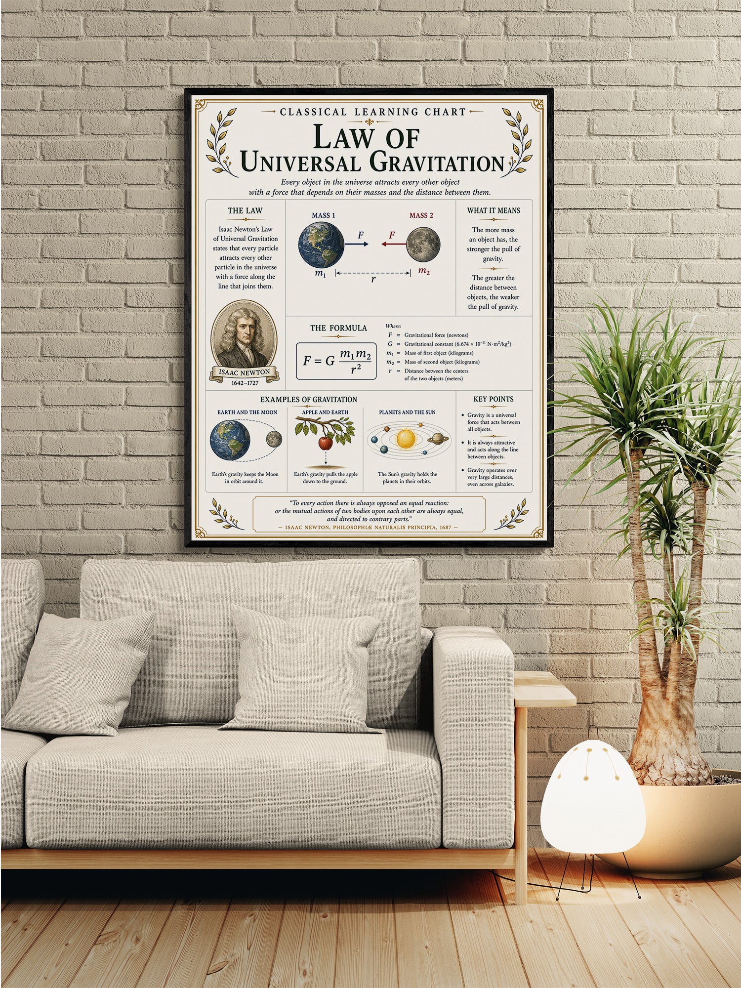 Law of Universal Gravitation Educational Chart