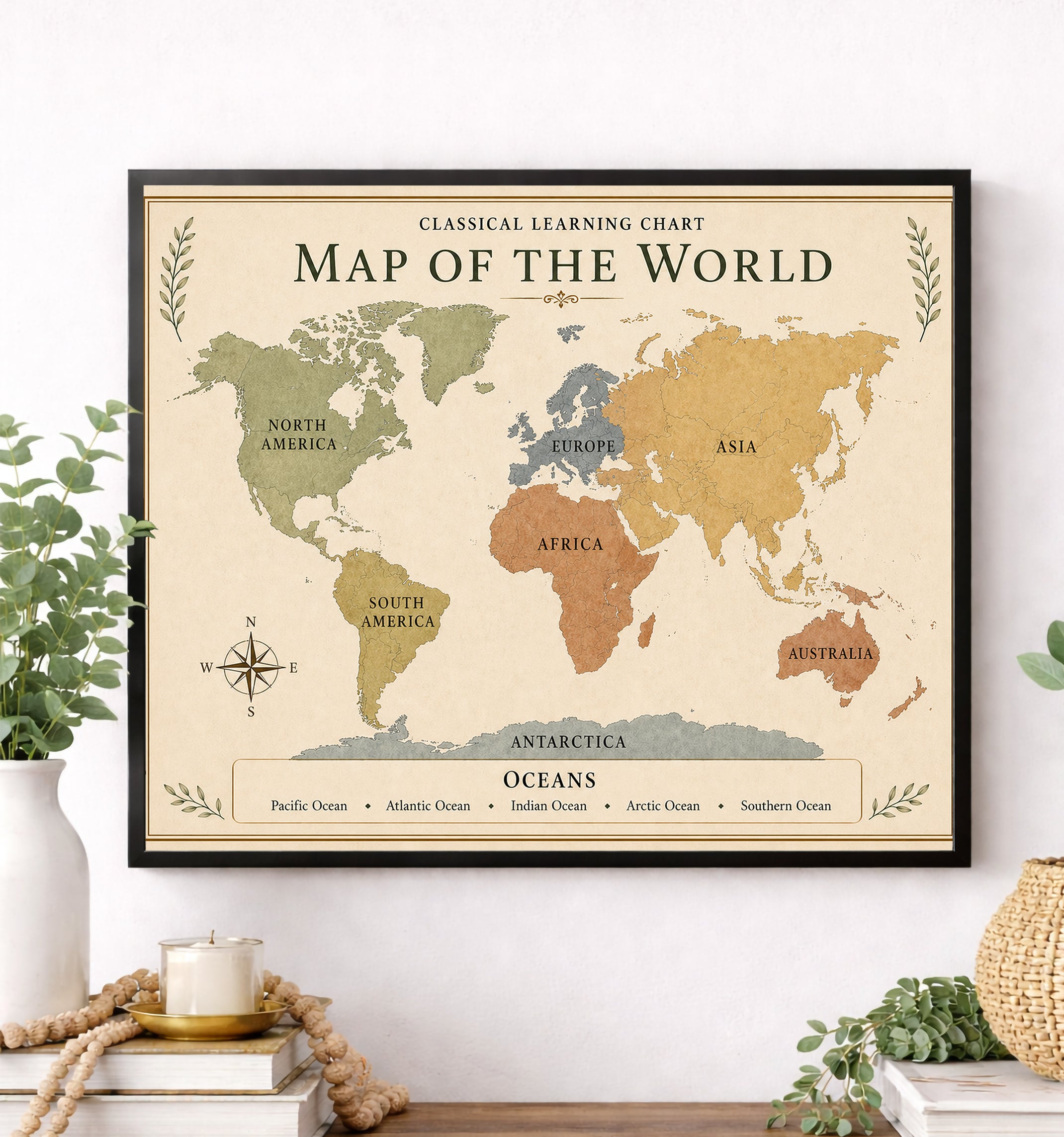 Map of the World Educational Chart