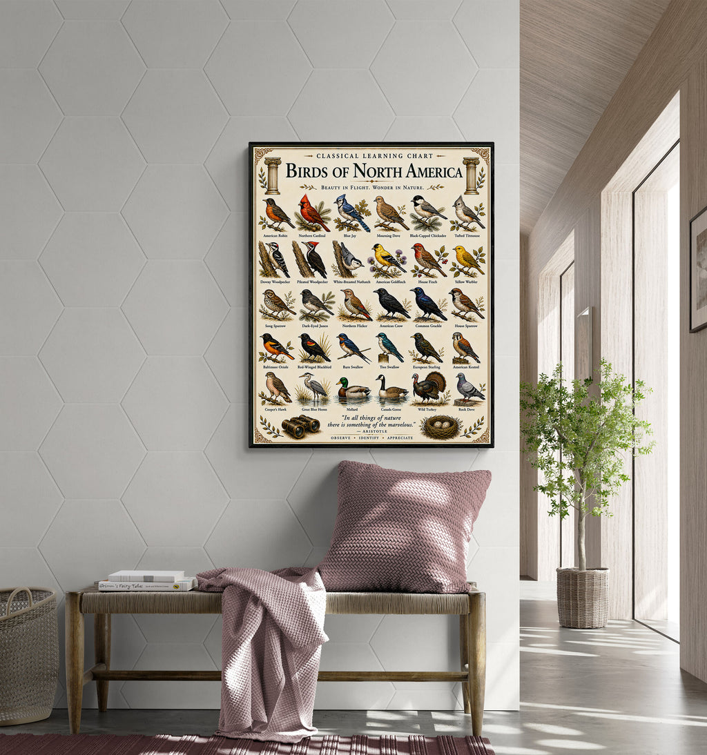 Birds of North America Educational Chart