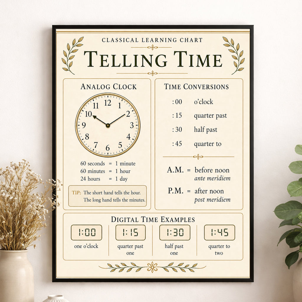 Telling Time Educational Chart