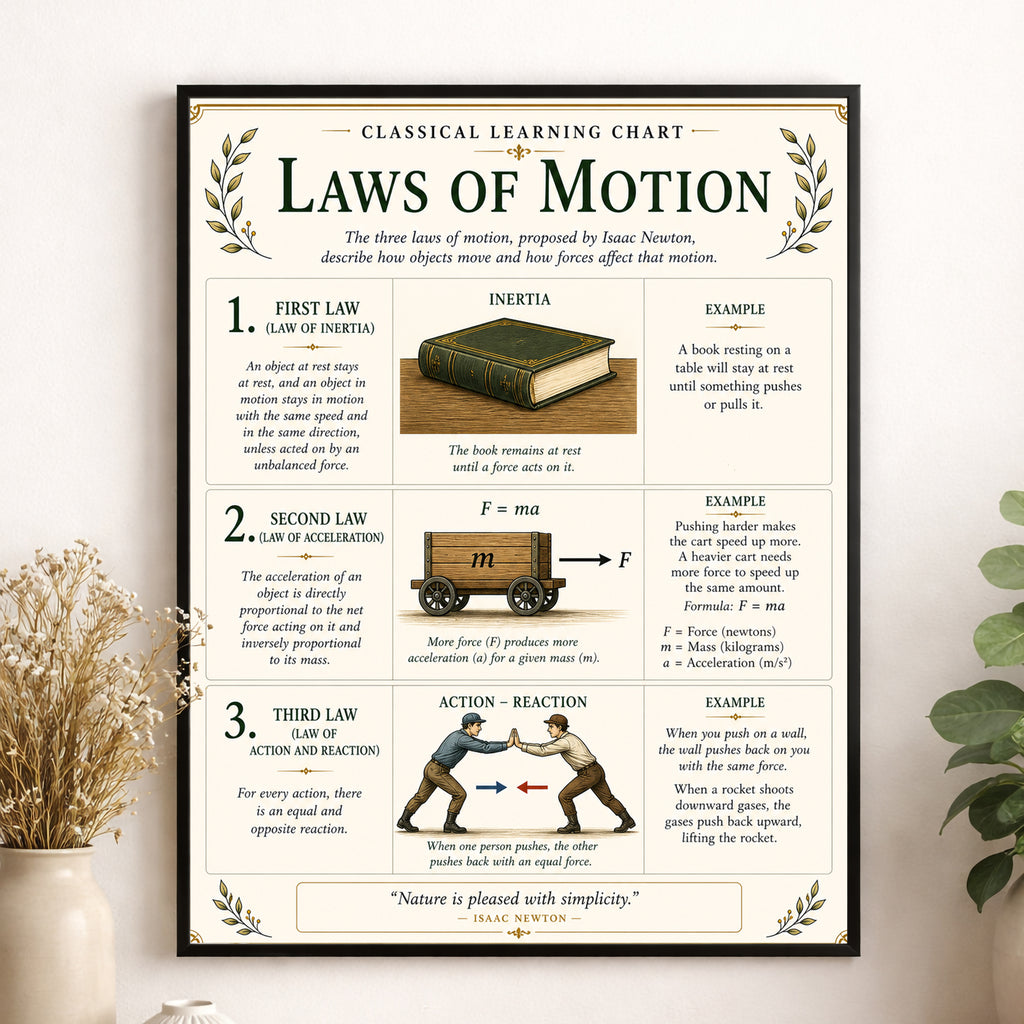 Laws of Motion Educational Chart