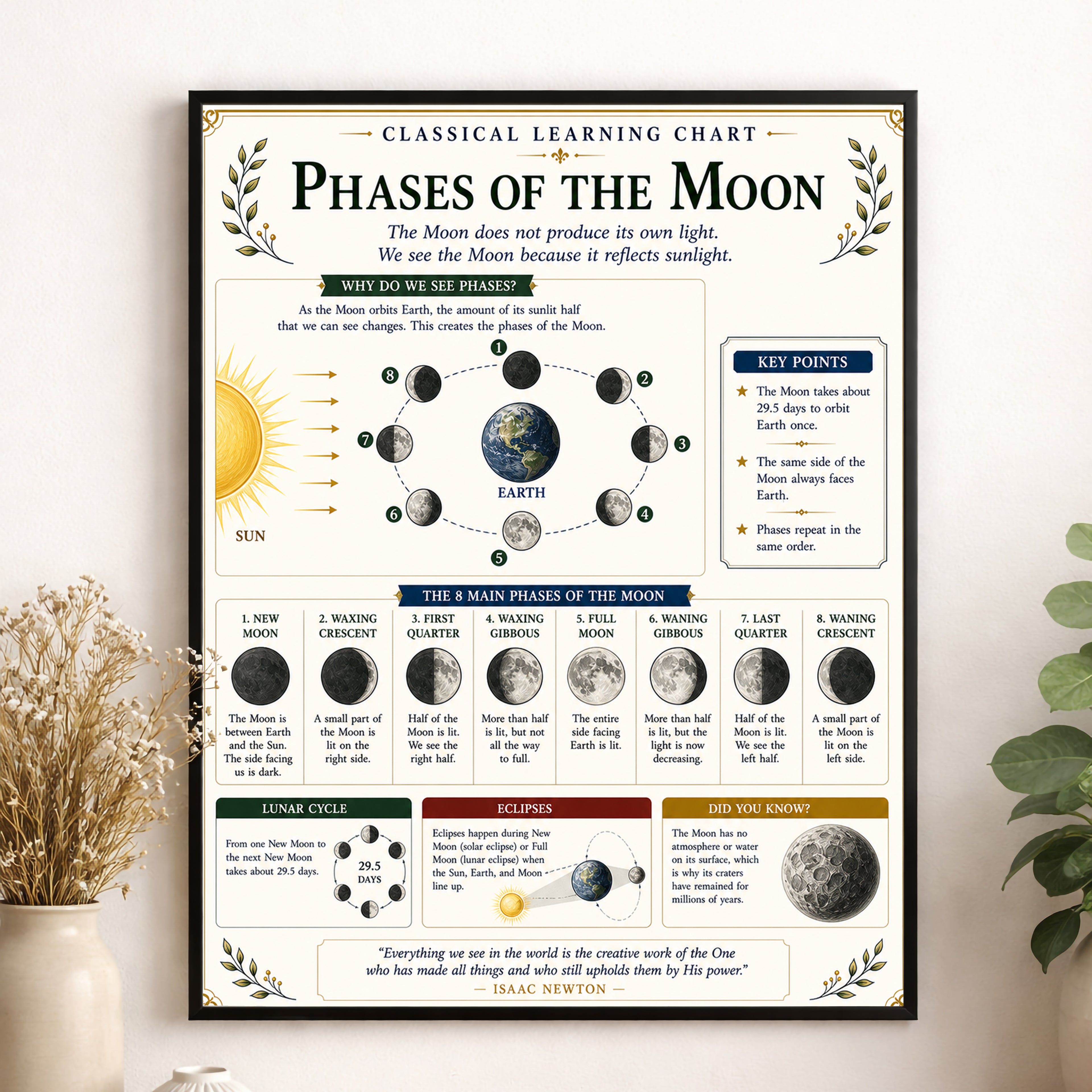 Phases of the Moon Educational Chart
