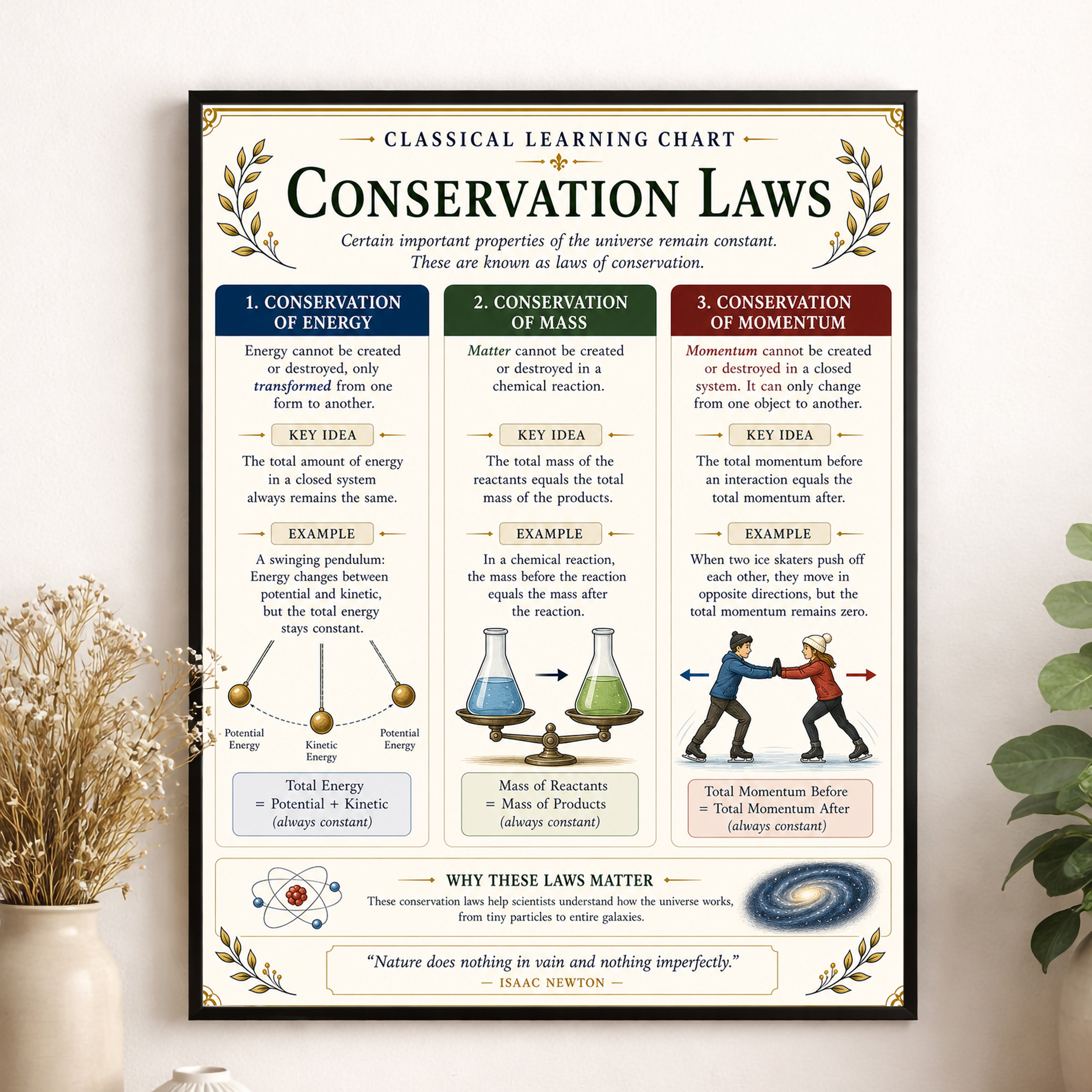 Conservation Laws Educational Chart