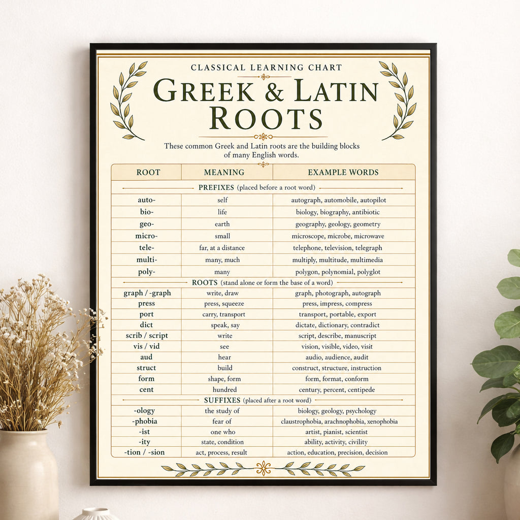 Greek & Latin Roots Educational Chart