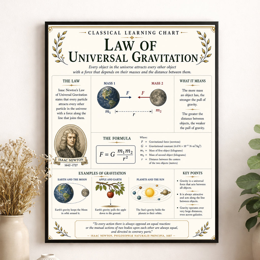Law of Universal Gravitation Educational Chart