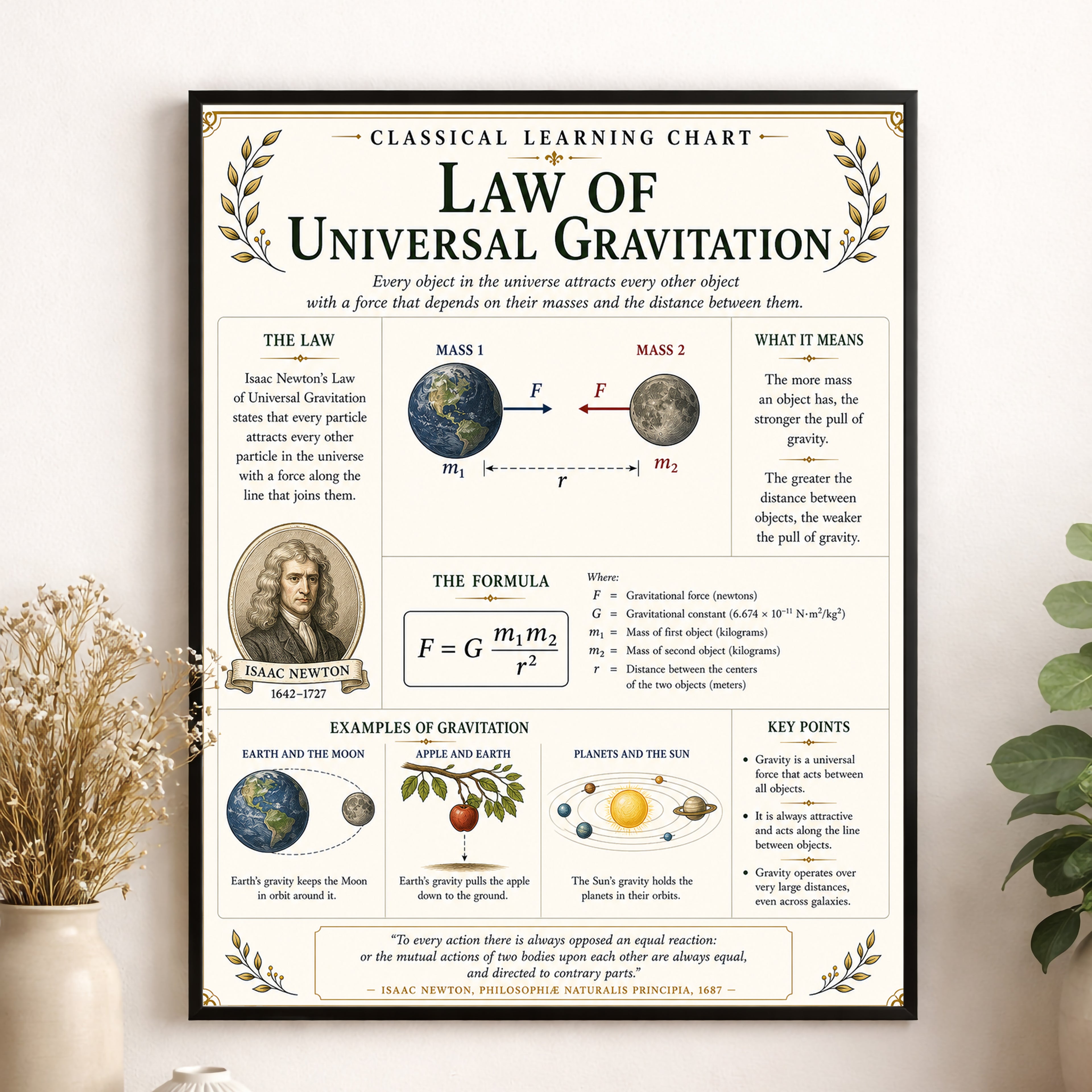 Law of Universal Gravitation Educational Chart