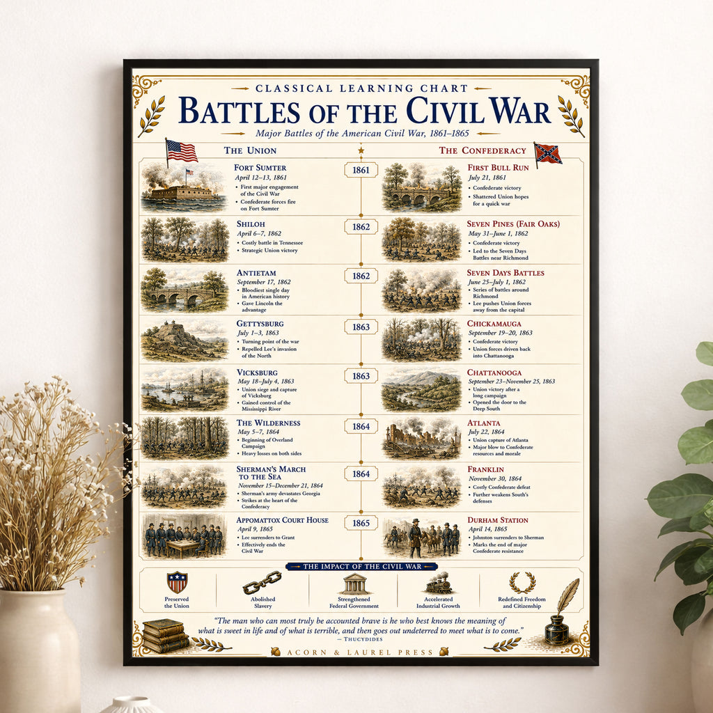 Battles of the Civil War Educational Chart