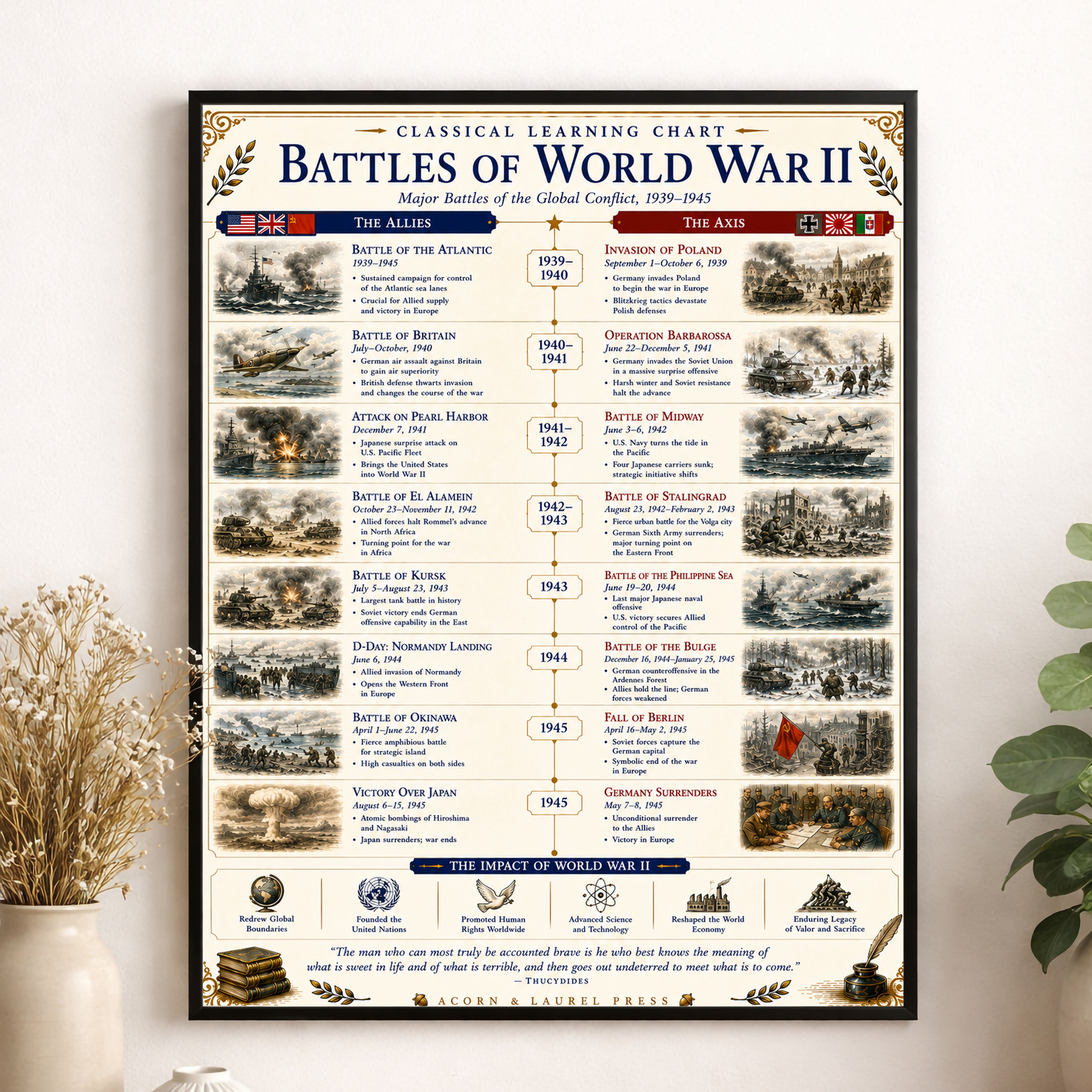 Battles of the World War 2 Educational Chart