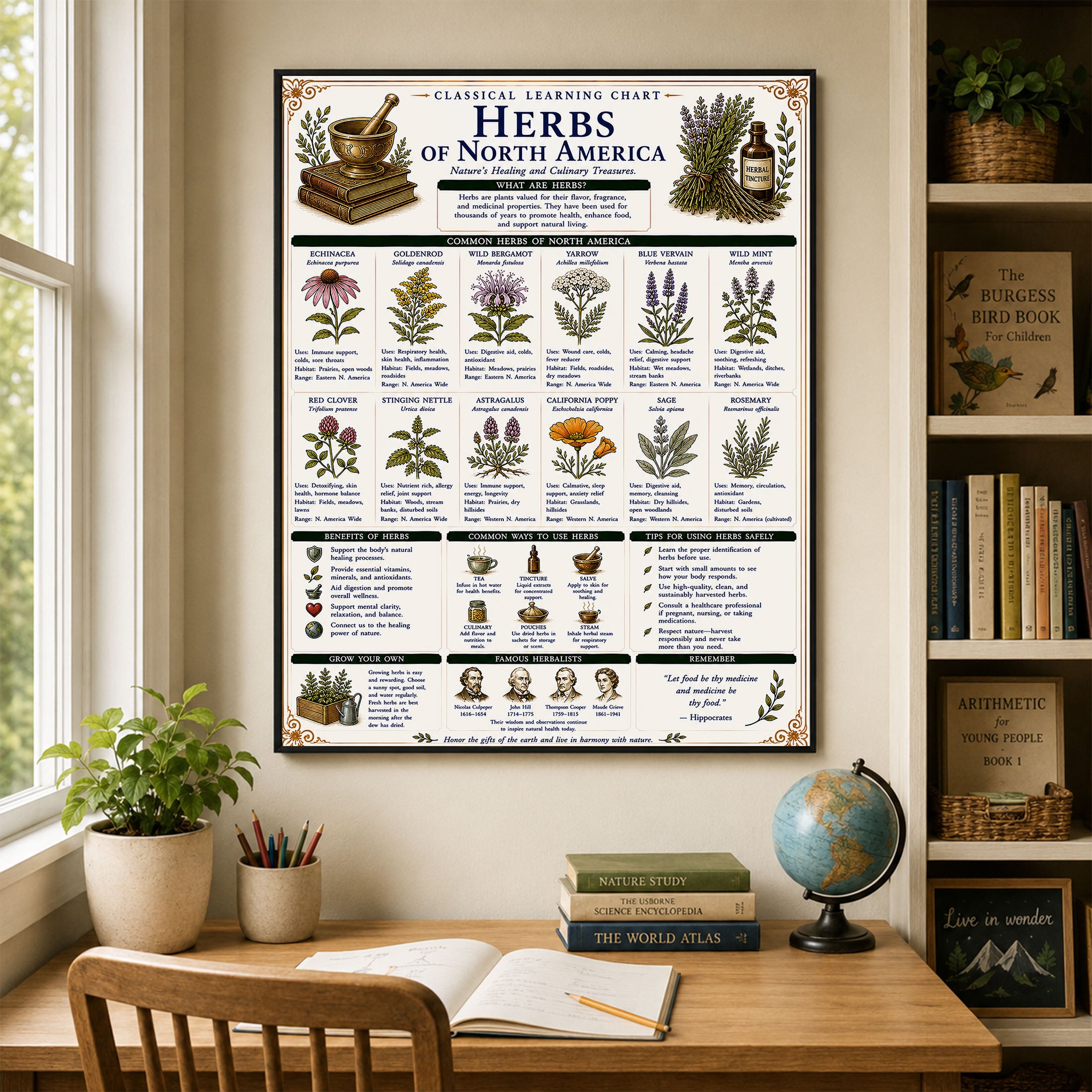 Herbs of North America Classical Learning Chart