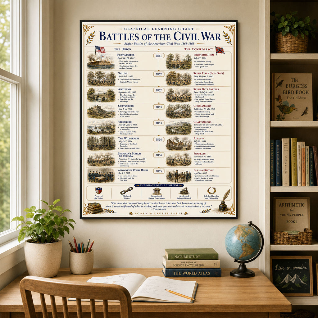 Battles of the Civil War Educational Chart