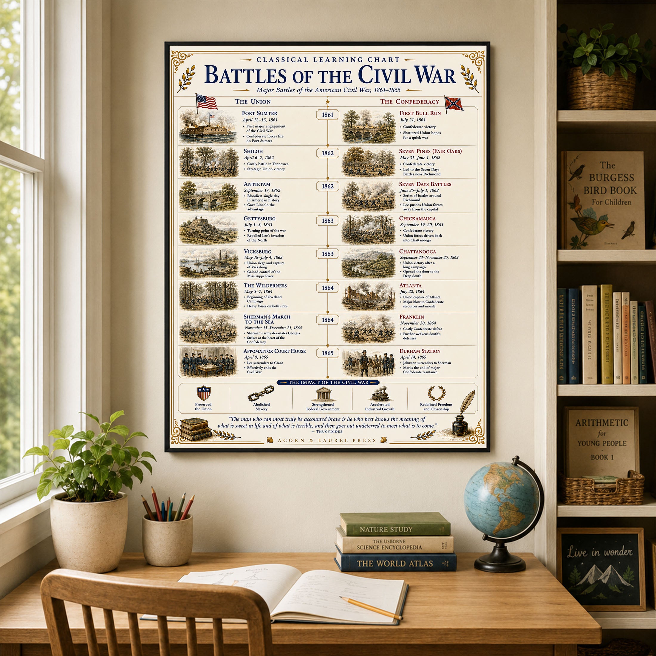 Battles of the Civil War Educational Chart