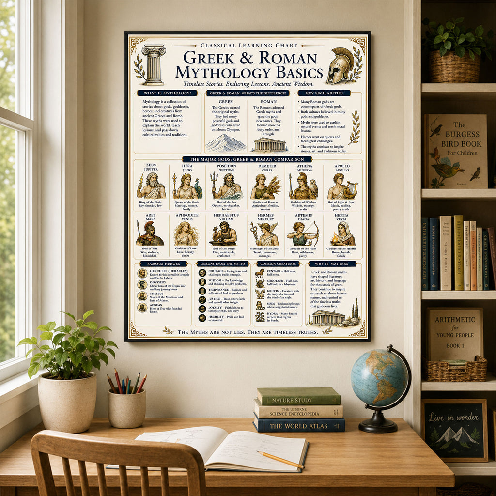 Greek & Roman Mythology Basics Educational Chart
