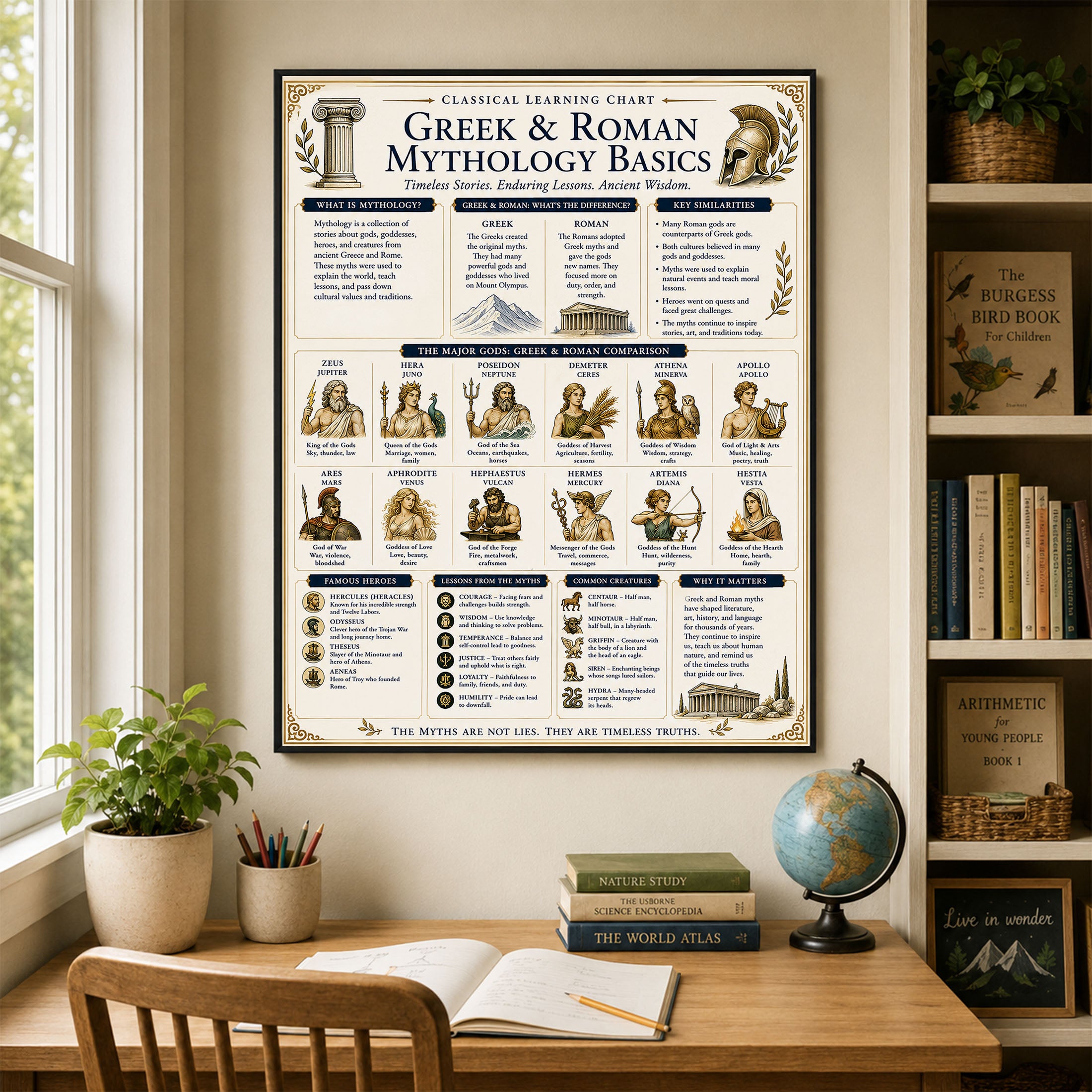 Greek & Roman Mythology Basics Educational Chart