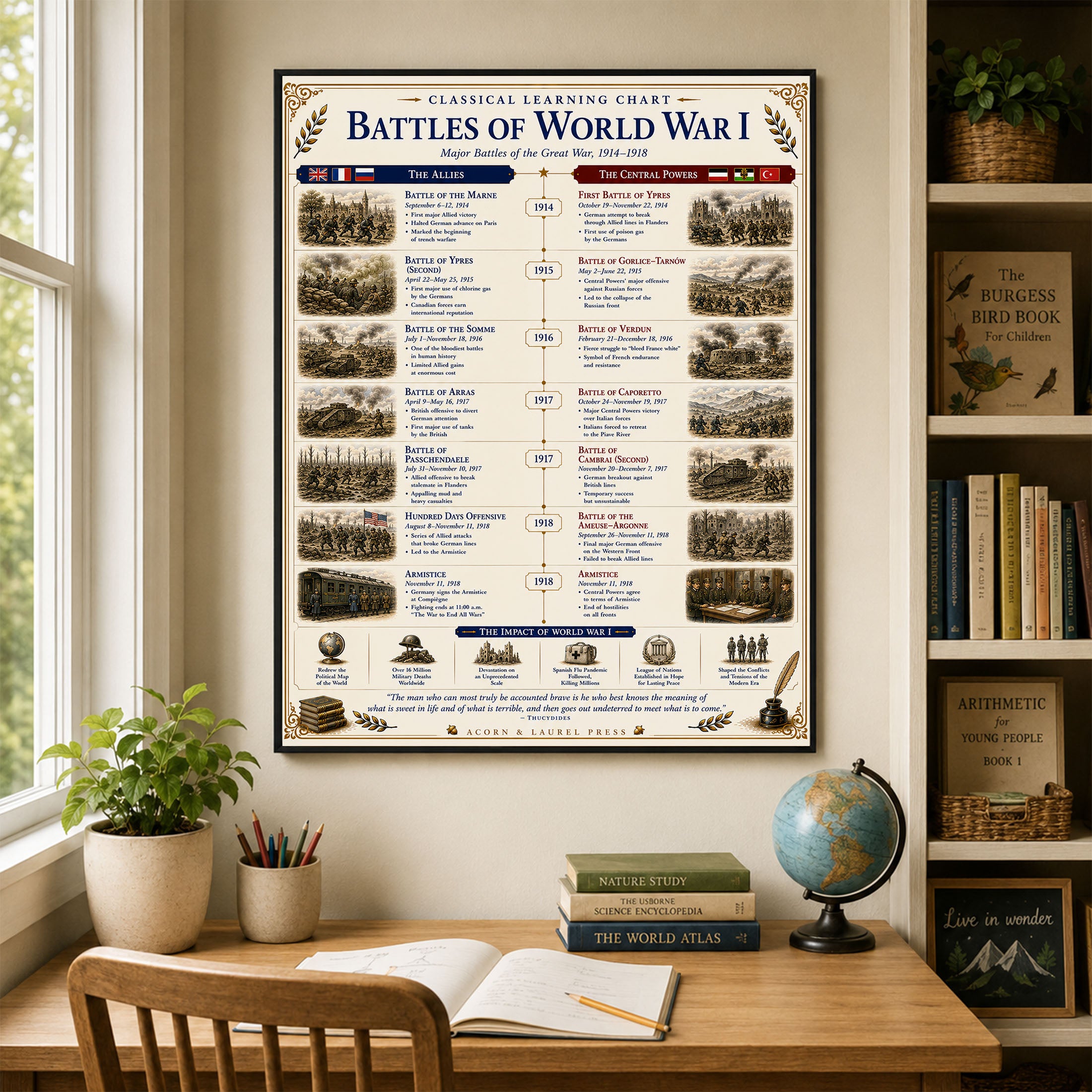 Battles of the World War 1 Educational Chart