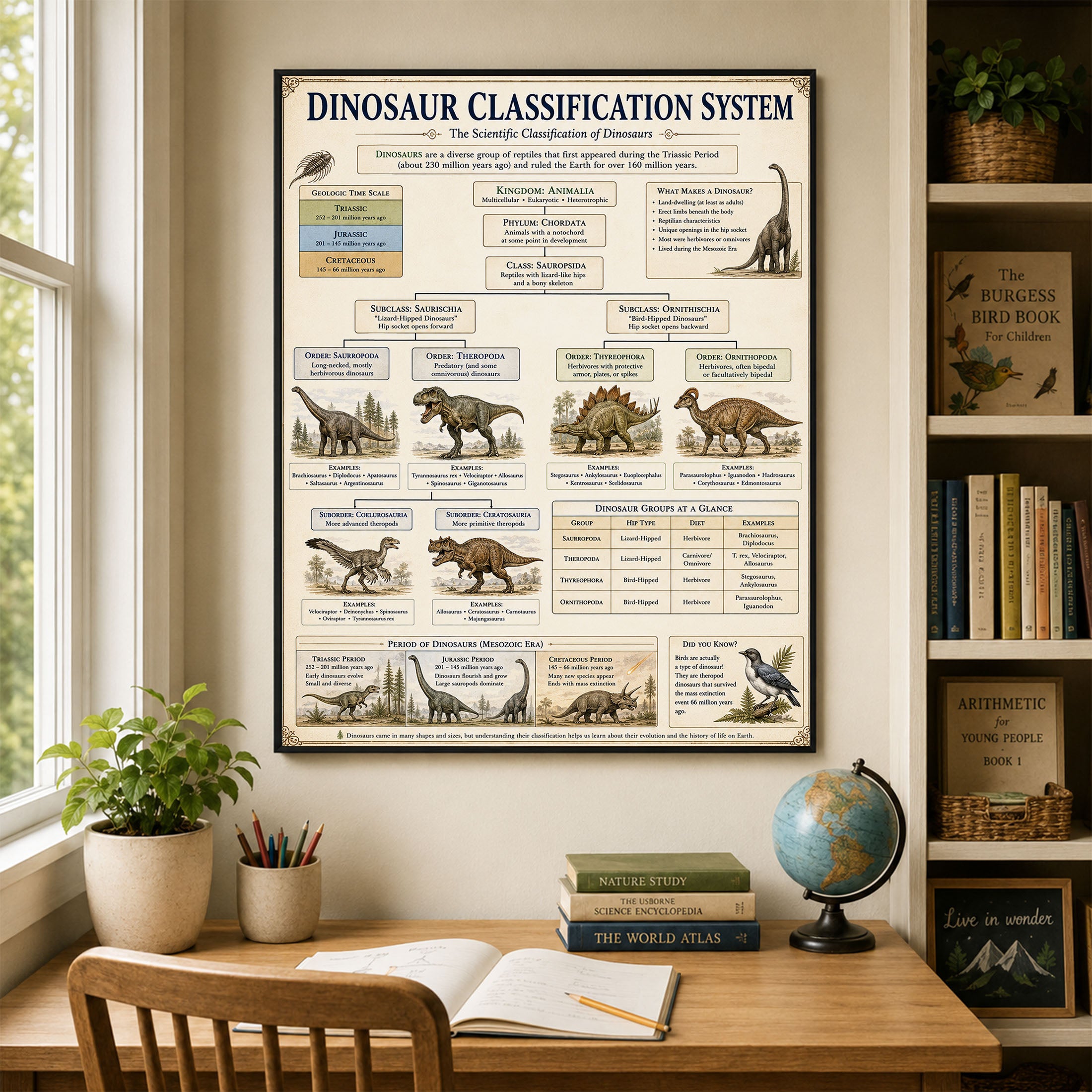 Dinosaur Classification System Classical Learning Chart
