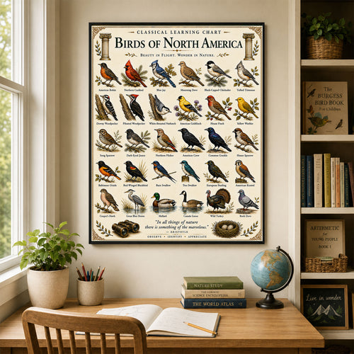 Birds of North America Educational Chart