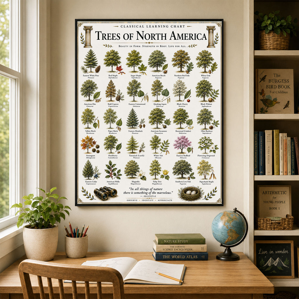 Trees of North America Educational Chart