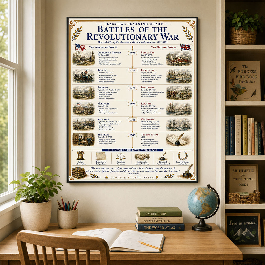 Battles of the Revolutionary War Educational Chart