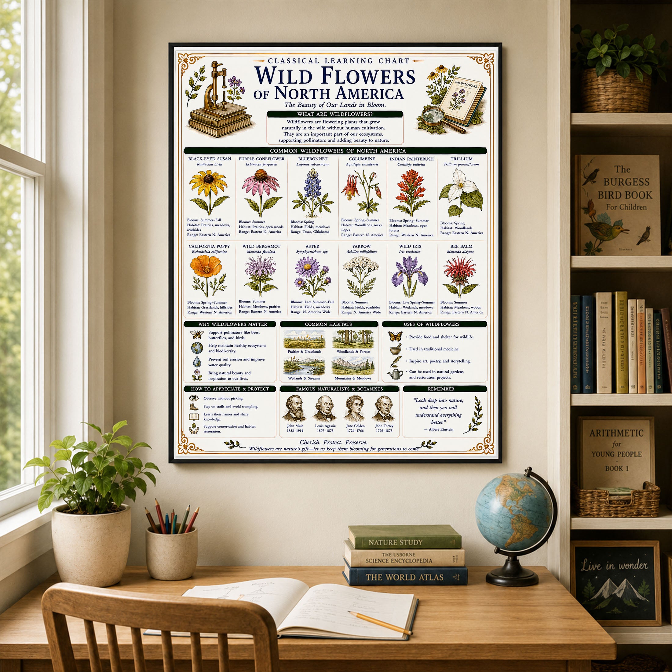 Wild Flowers of North America Classical Learning Chart