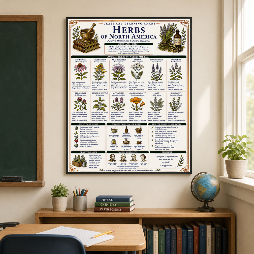 Herbs of North America Classical Learning Chart