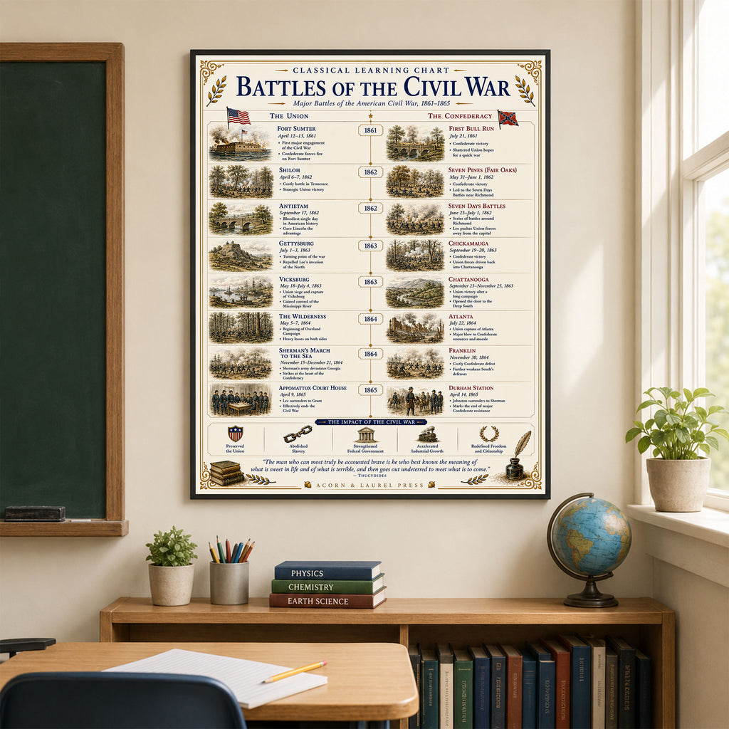 Battles of the Civil War Educational Chart