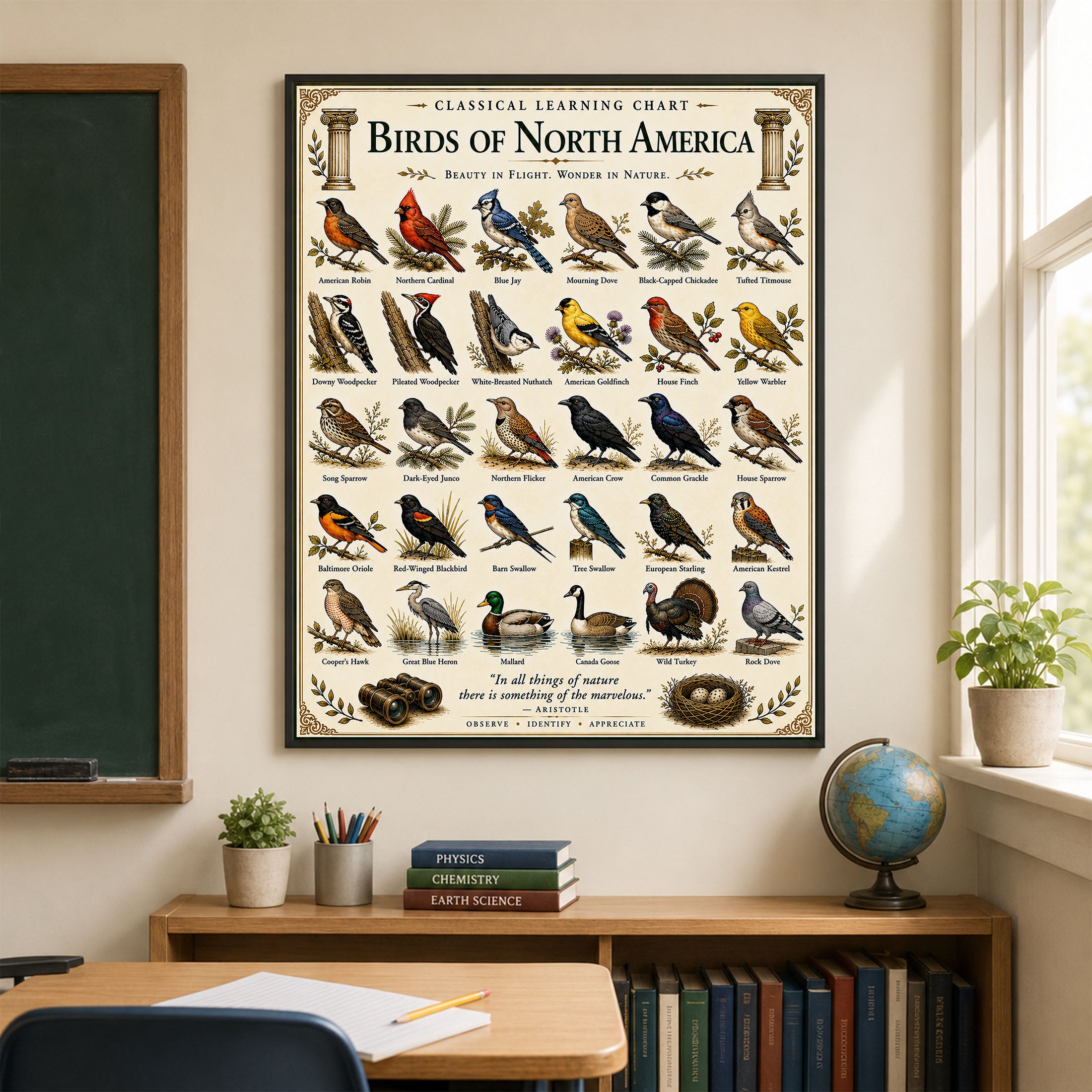 Birds of North America Educational Chart