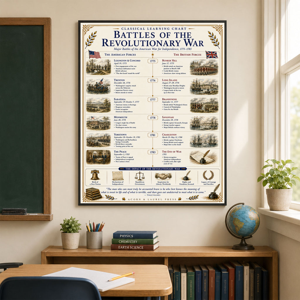 Battles of the Revolutionary War Educational Chart