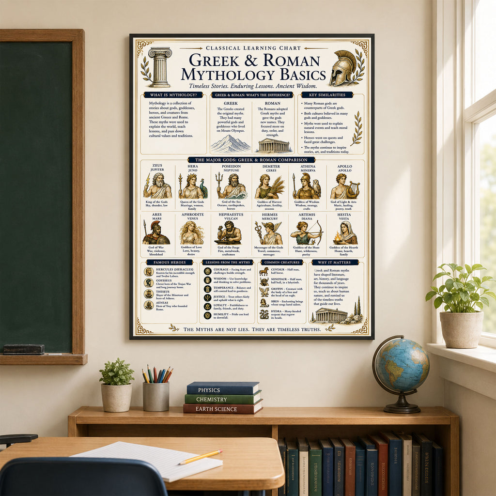 Greek & Roman Mythology Basics Educational Chart
