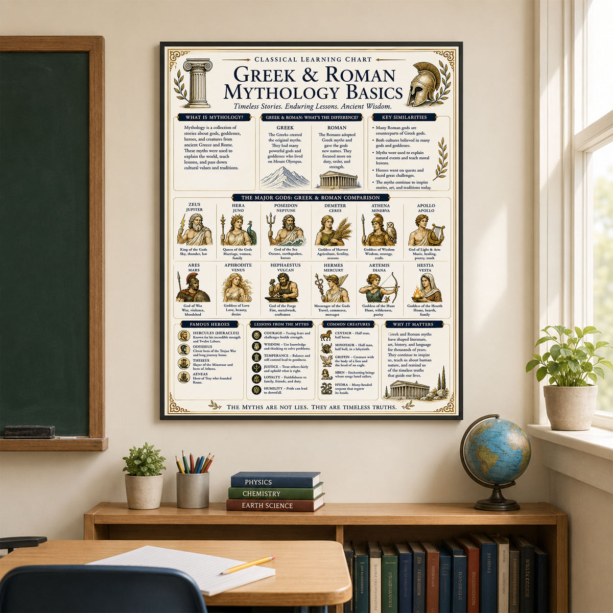 Greek & Roman Mythology Basics Educational Chart