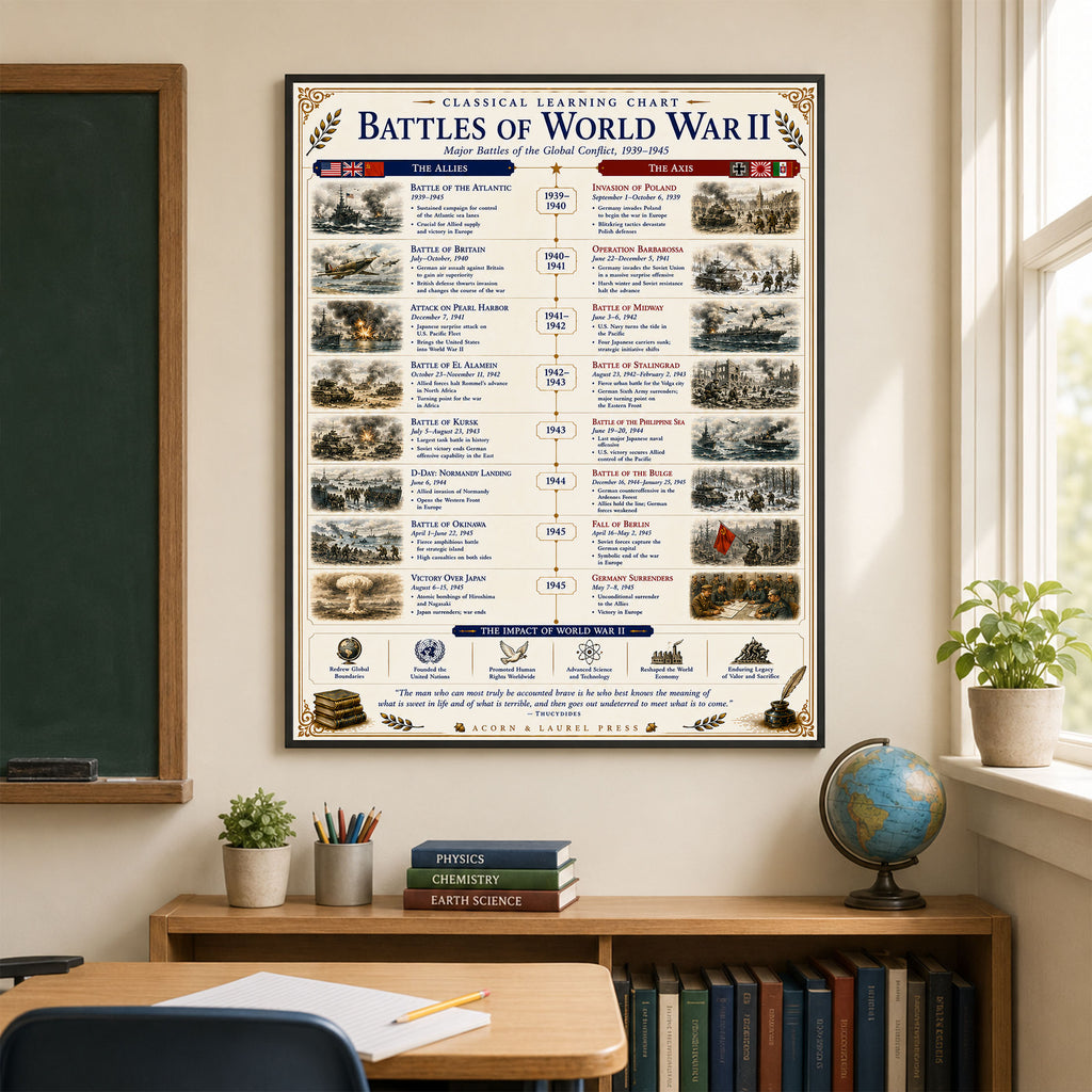 Battles of the World War 2 Educational Chart
