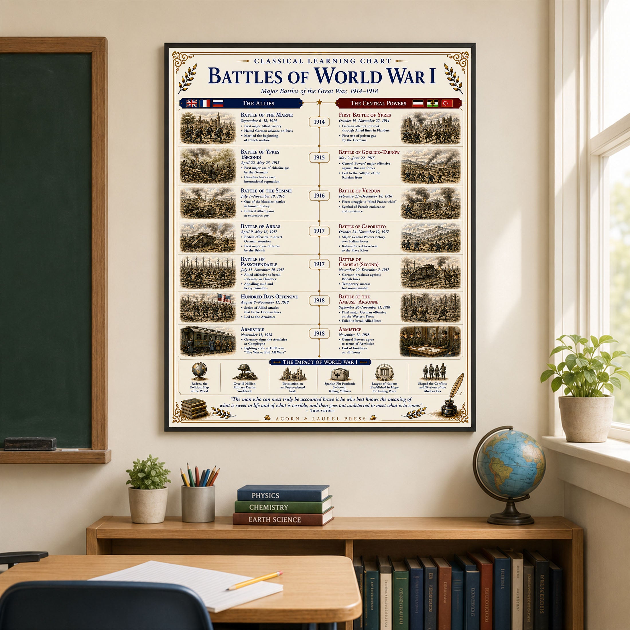 Battles of the World War 1 Educational Chart