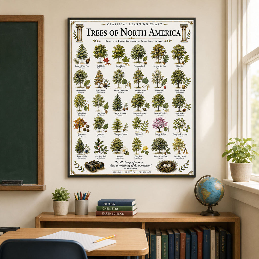 Trees of North America Educational Chart